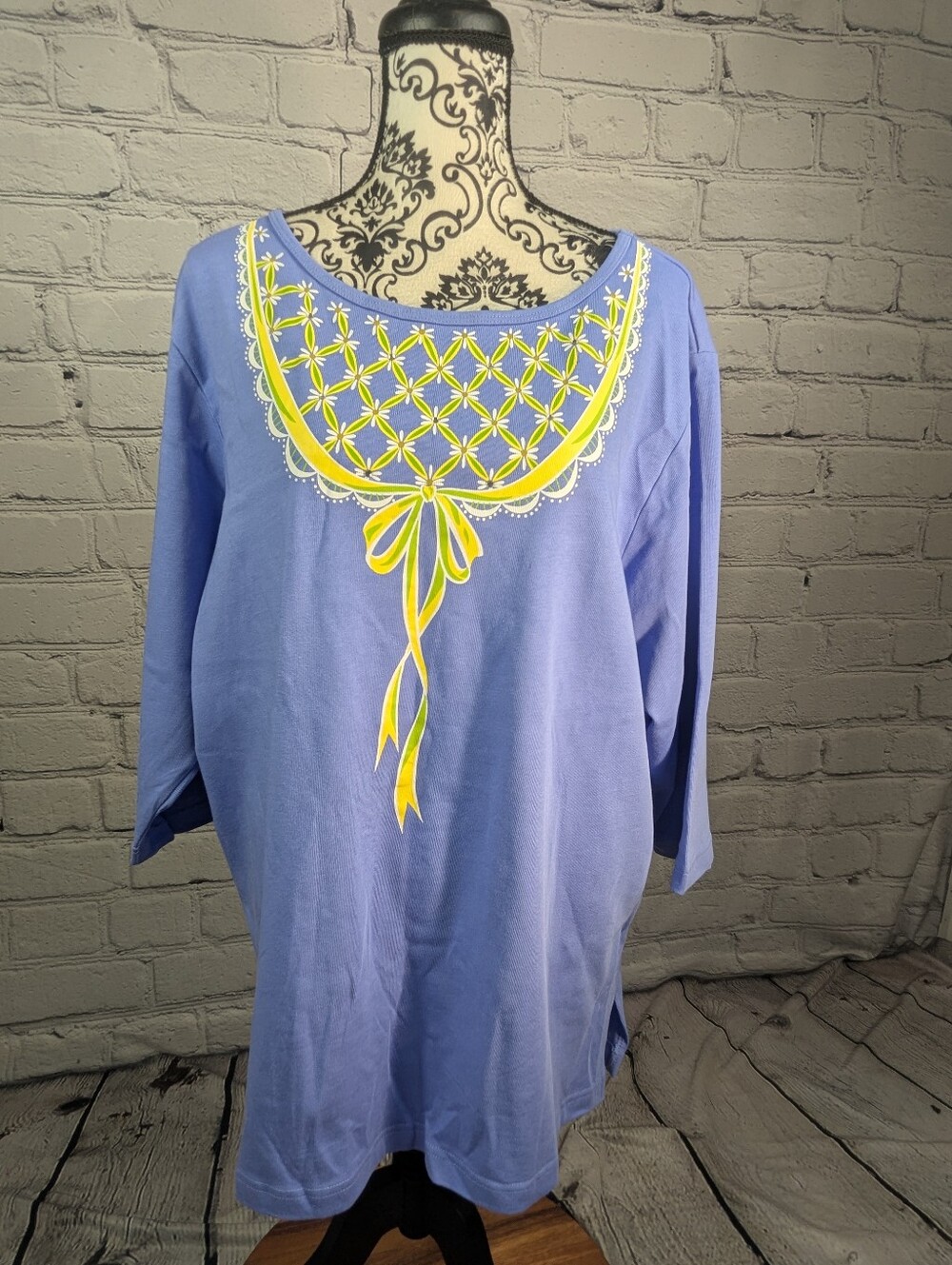 Bob Mackie Lavender Tunic with Yellow Ribbon Yoke